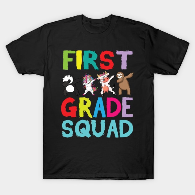 Animals Students Dabbing Back To School First Grade Squad T-Shirt by bakhanh123